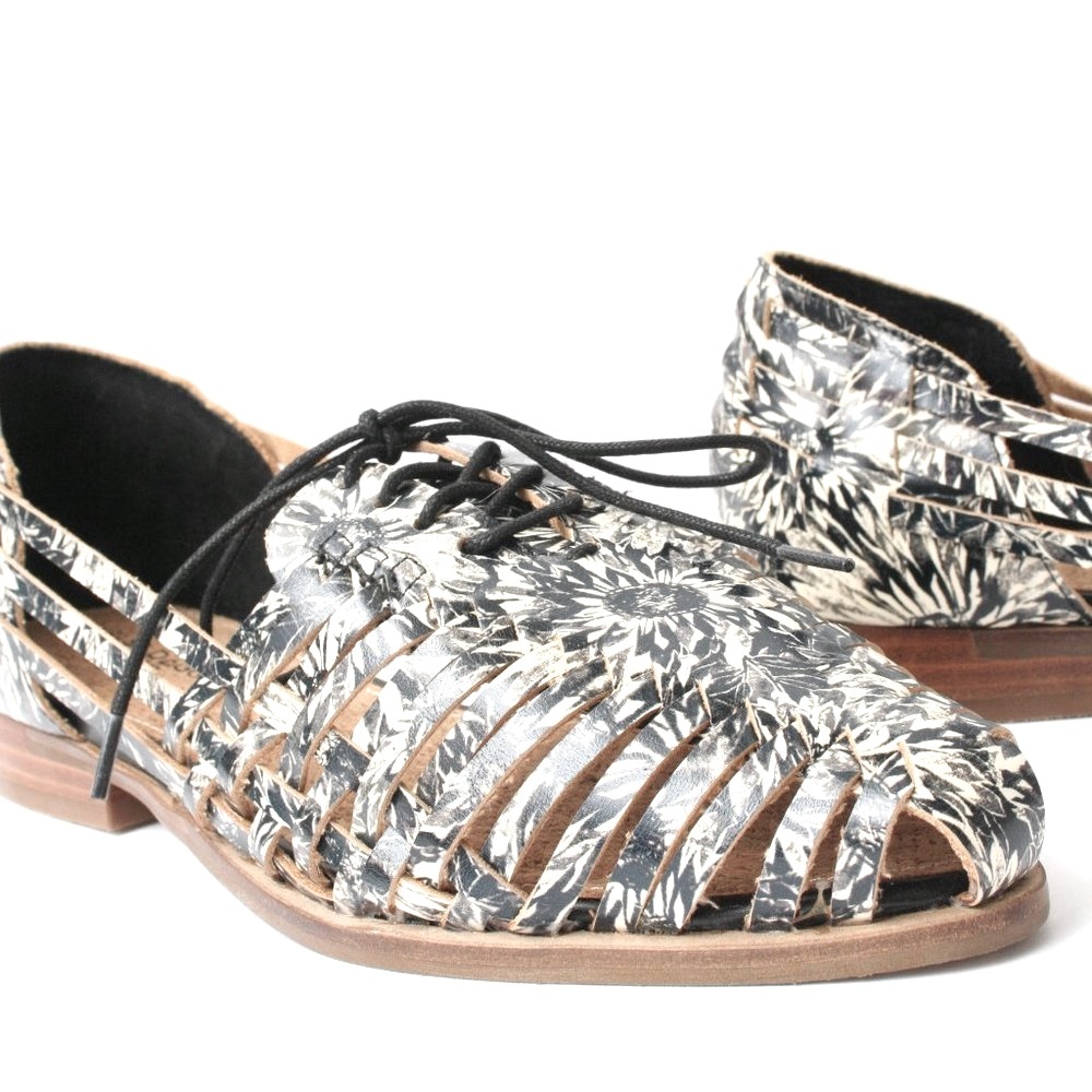 Anthropologie Kelsi Dagger Brooklyn Sunflower Seed Scape Woven Leather Flat